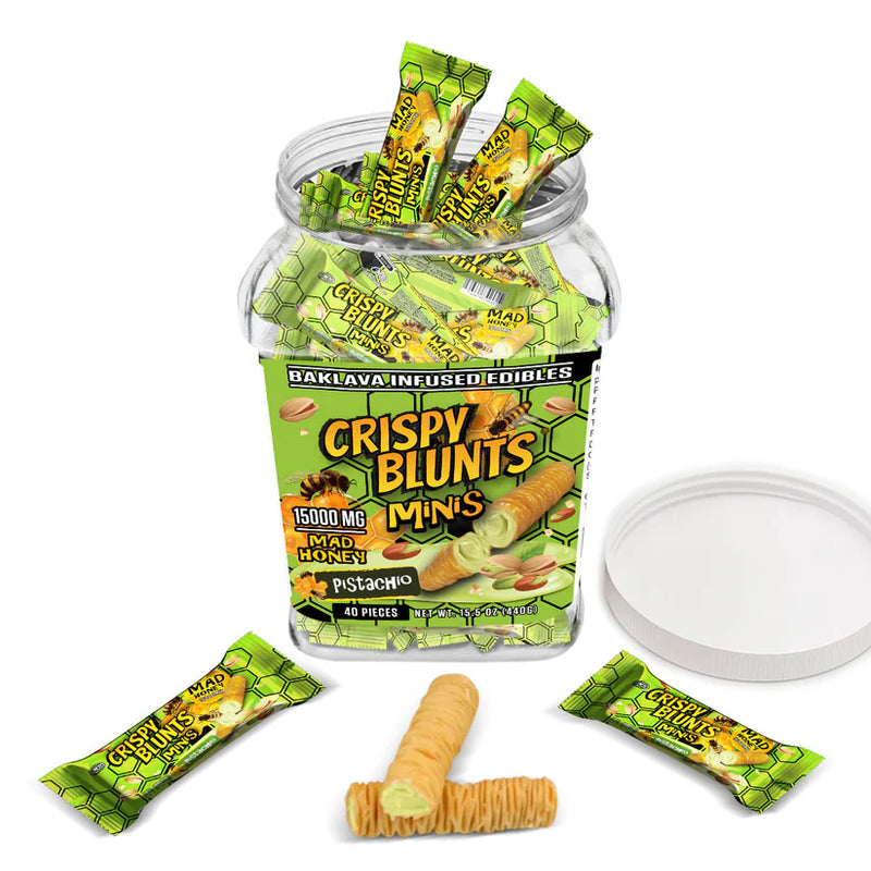 Crispy Blunts Minis Mad Honey 15000mg – Pistachio (1ct Baklava Infused Edible) Best Sales Price - Gummies