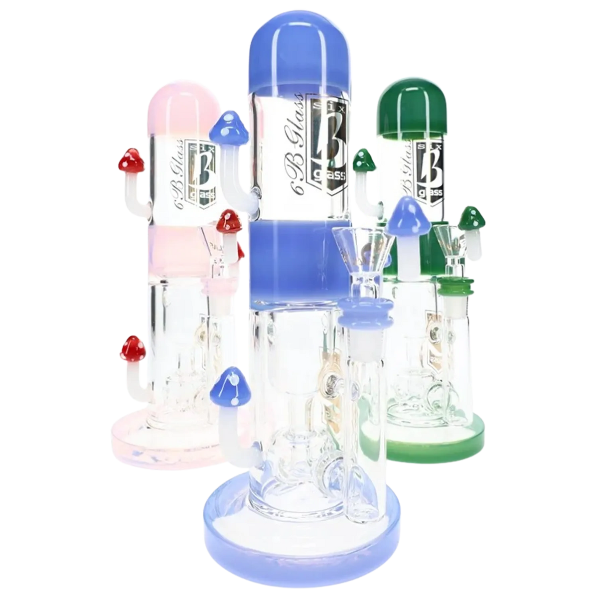 6B Glass Mushroom Showerhead Perc Bong – 10″ – Assorted Colors