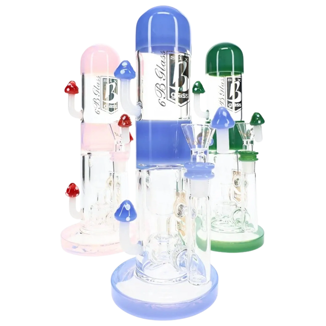 6B Glass Mushroom Showerhead Perc Bong – 10″ – Assorted Colors