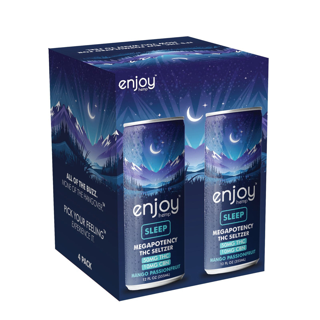 Enjoy Hemp 50mg THC + 10mg CBN Mango Passionfruit Seltzer for Sleep | Megapotency