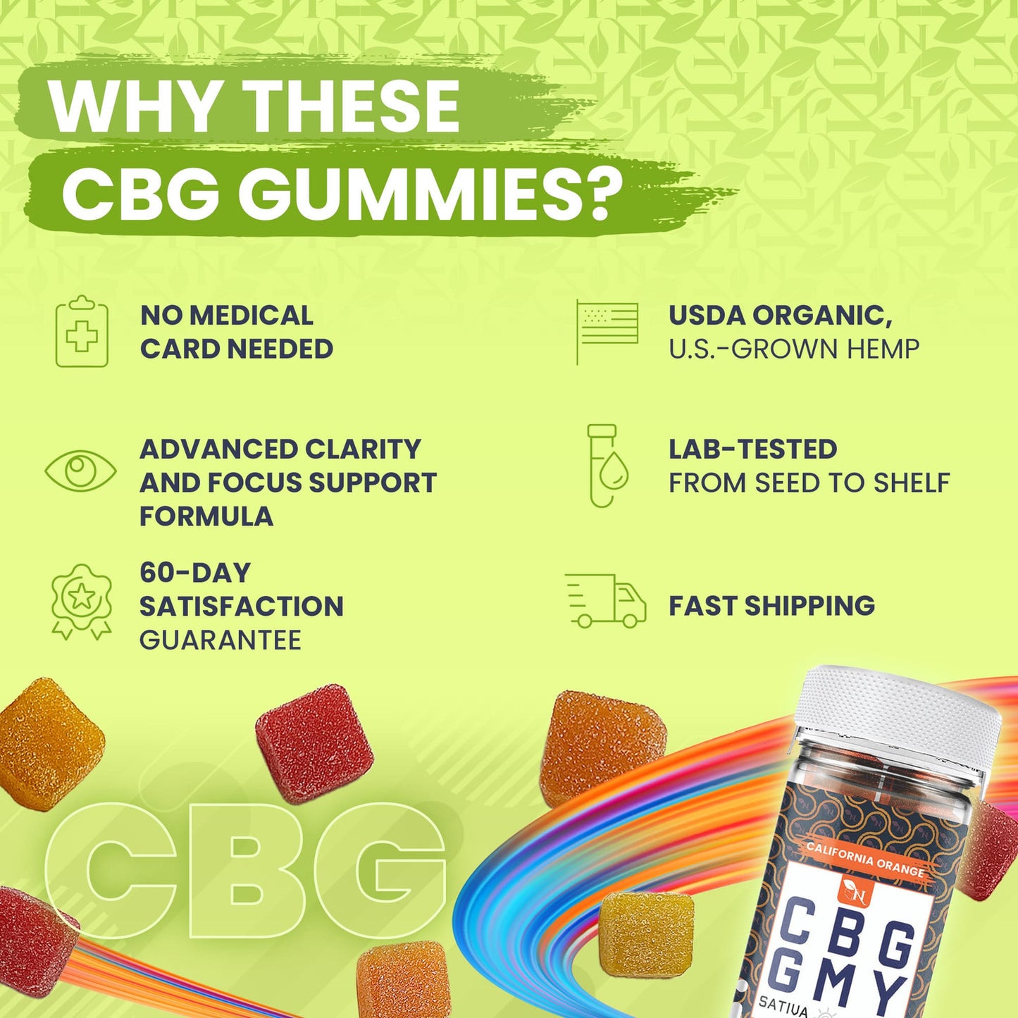 A Gift From Nature CBG GUMMIES - FOR ENERGY - 30CT Pineapple Jack 1500mg (50mg ea.) –  SATIVA