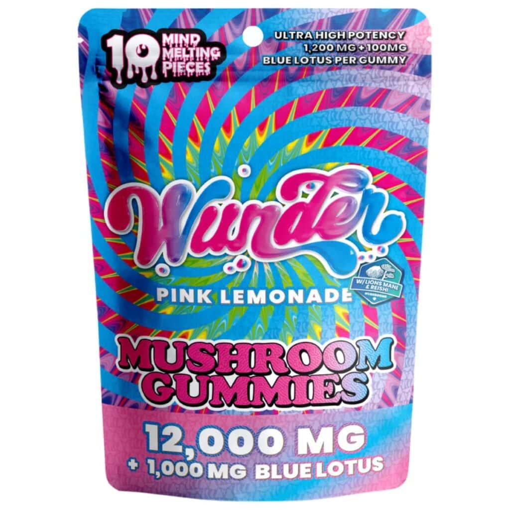Wunder High Potency Mushroom Gummies Pink Lemonade+Blue Lotus
