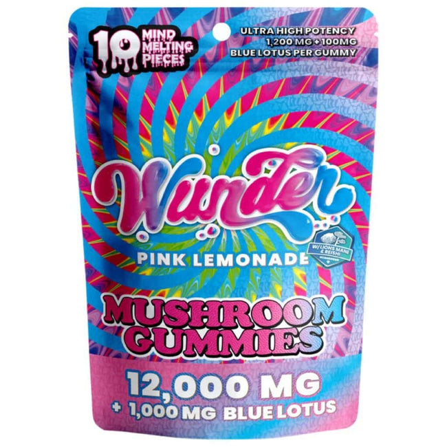 Wunder High Potency Mushroom Gummies Pink Lemonade+Blue Lotus Best Sales Price - Gummies