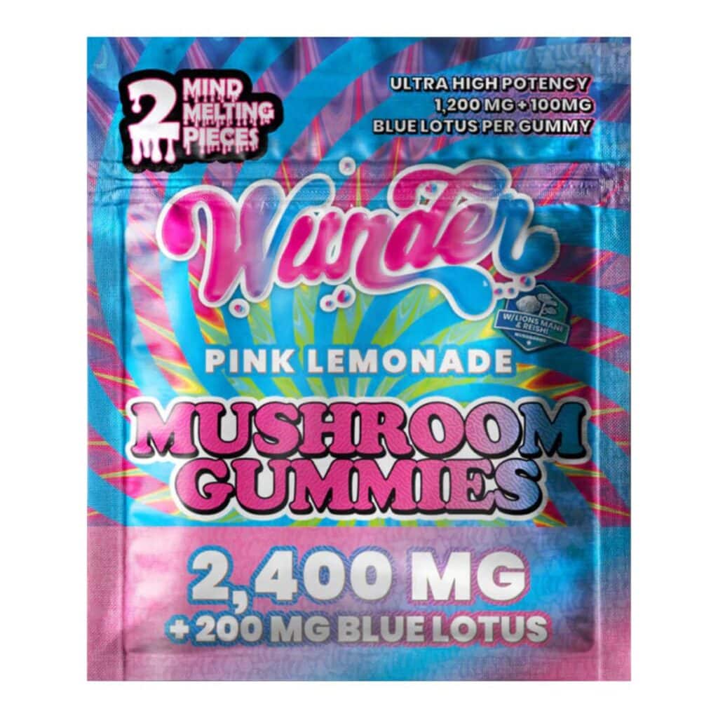 Wunder High Potency Mushroom Gummies Pink Lemonade+Blue Lotus