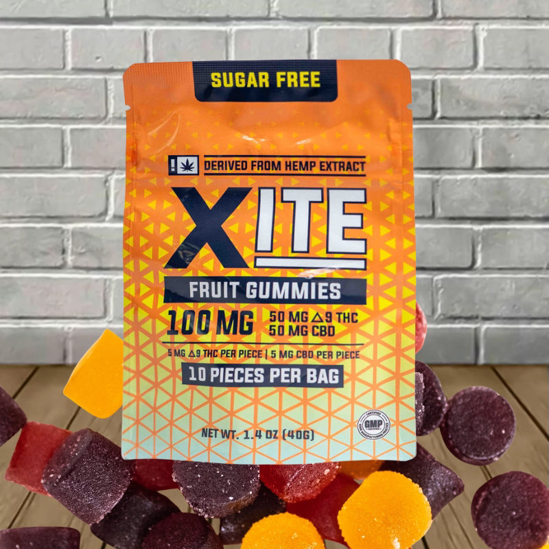 XITE Sugar Free D9 THC + CBD Fruit Gummies 100mg