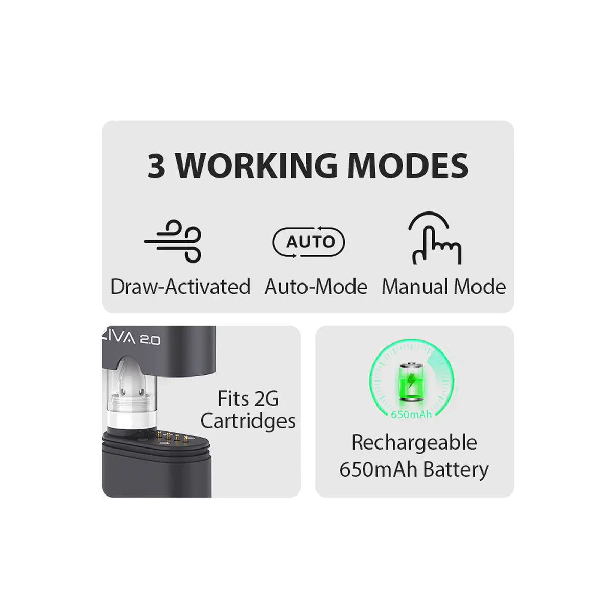 Yocan Ziva 2.0 - 510 Battery w/ Auto Mode-13% OFF