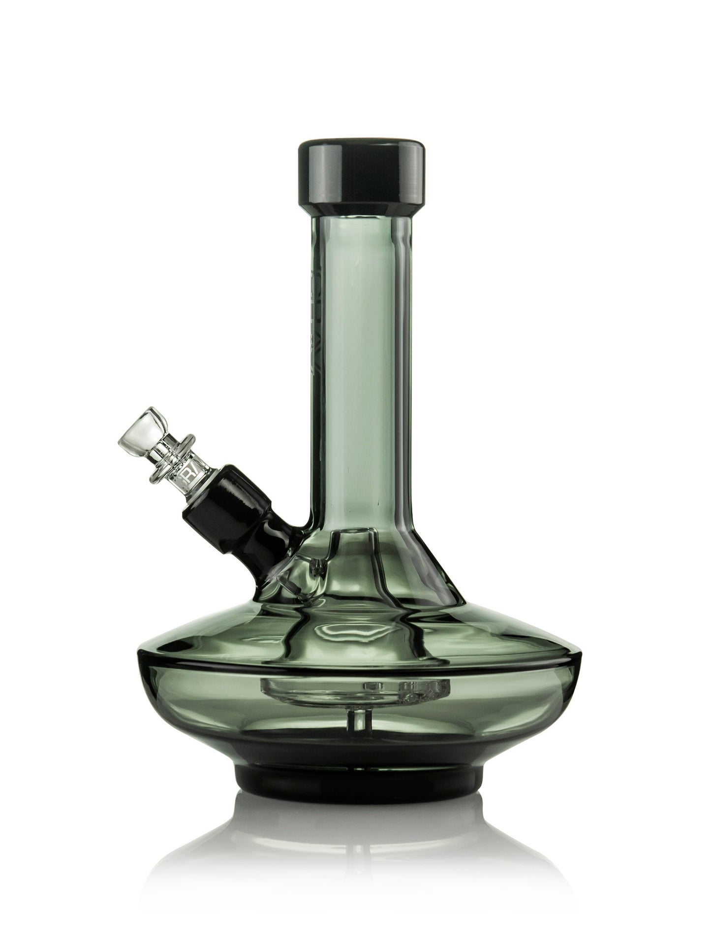 Grav Small Wide Base Water Pipe in Smoke with Black Accents