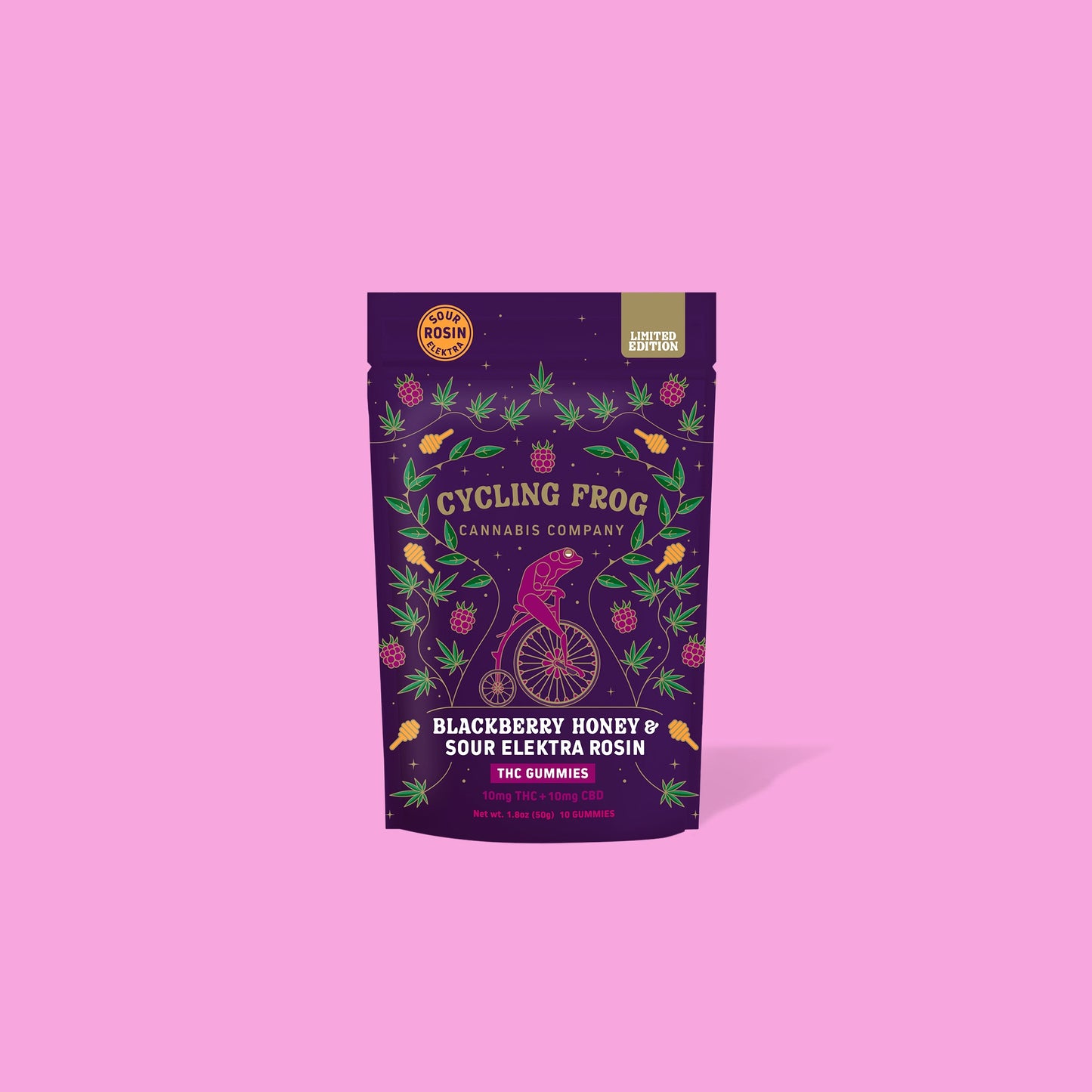 Cycling Frog Blackberry Honey Rosin Gummies, 10mg THC + 10mg CBD