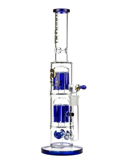 15″ Tsunami Button Double 8 Arm Tree Perc Water Pipe