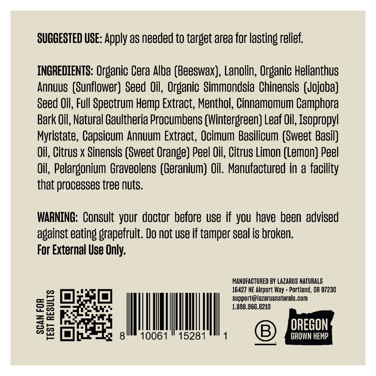 Lazarus Naturals CBD BALM STICK, RELIEF + RECOVERY