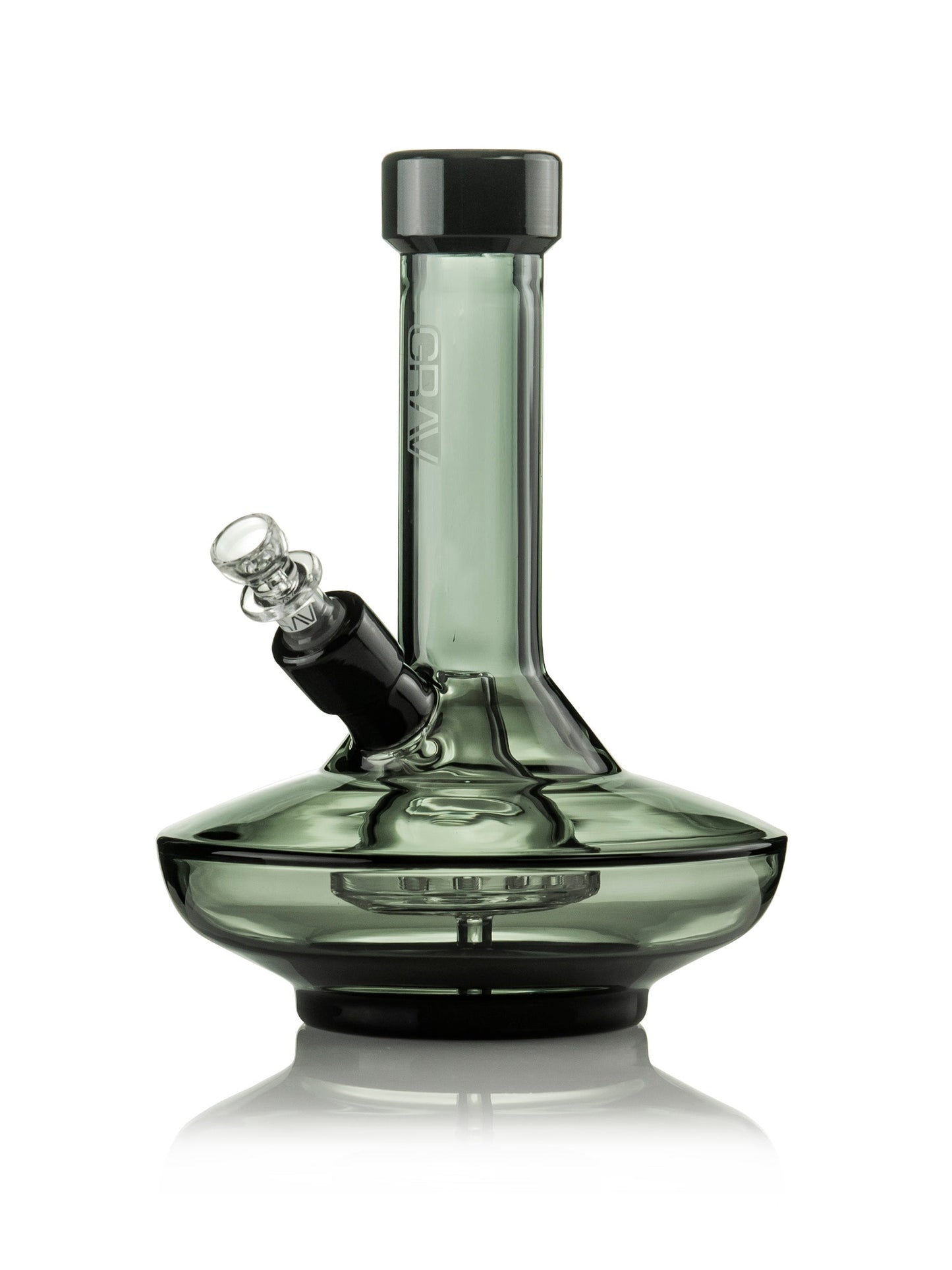 Grav Small Wide Base Water Pipe in Smoke with Black Accents