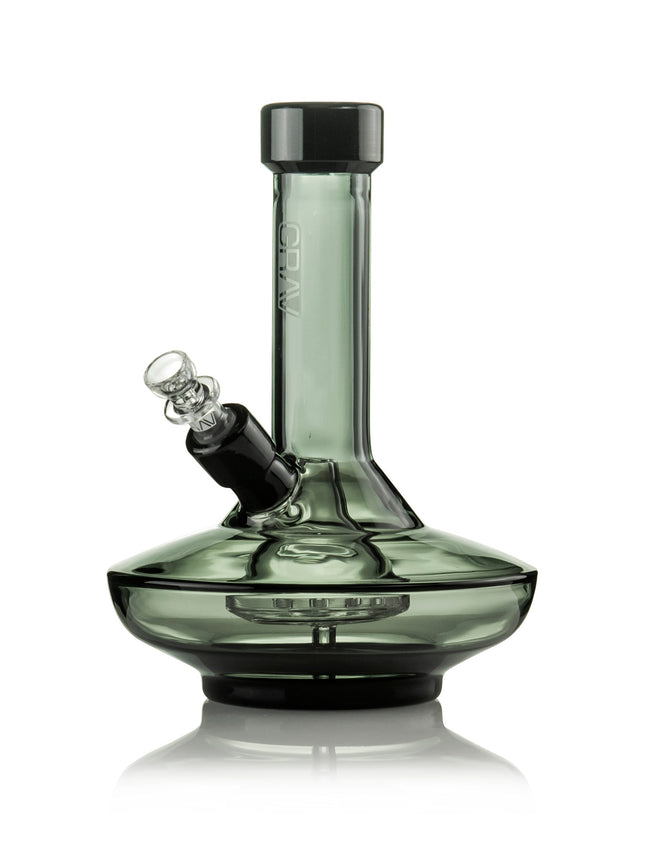 Grav Small Wide Base Water Pipe in Smoke with Black Accents