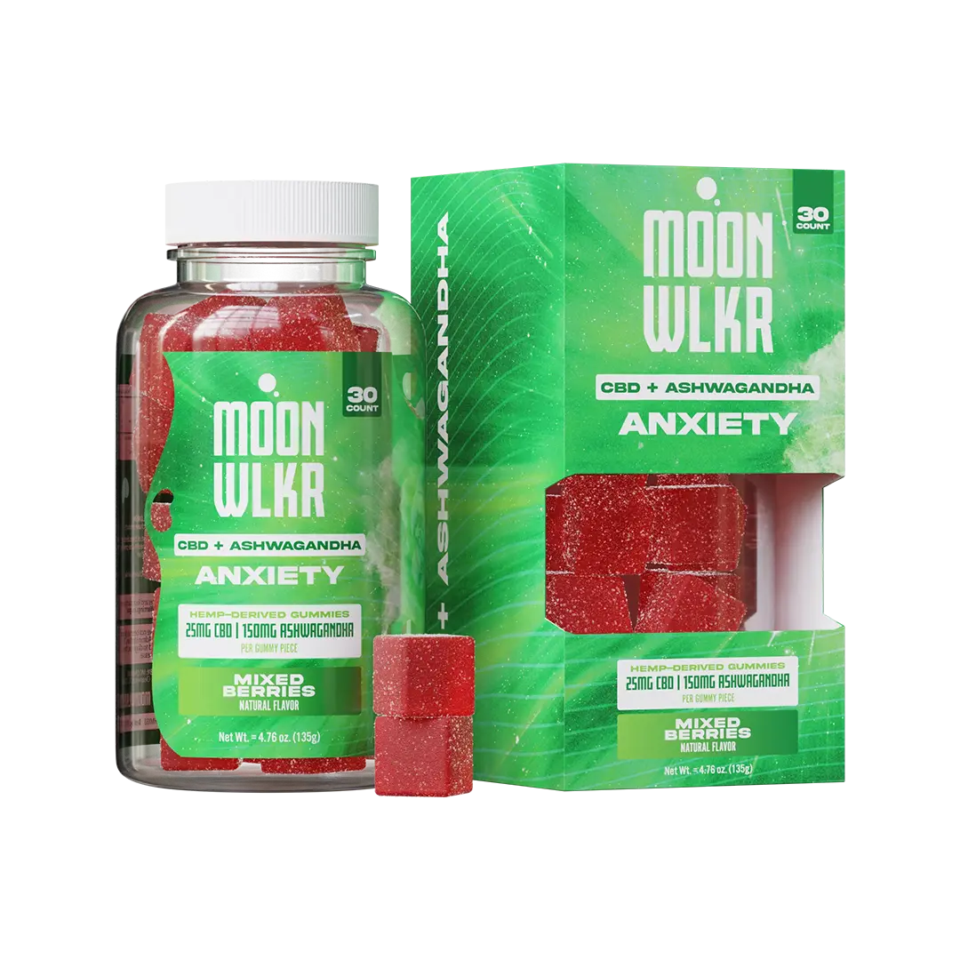MoonWLKR CBD:Ashwagandha Stress Relief Gummies — Mixed Berry