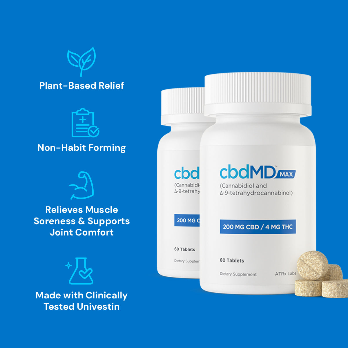 cbdMD Full Spectrum CBD MAX Pain Tablets 60 Count 2-Pack