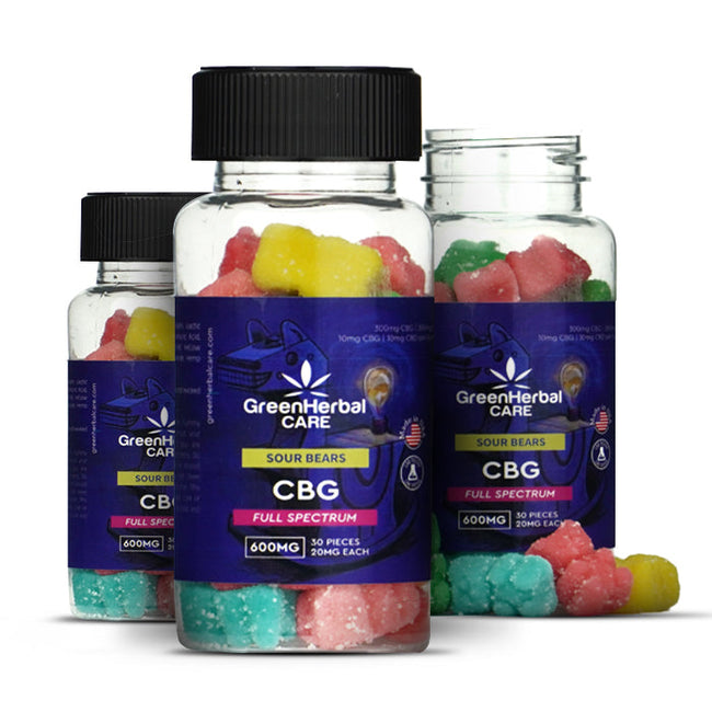 Green Herbal Care GHC CBG Full Spectrum Gummy Sour Bears Best Sales Price - Gummies