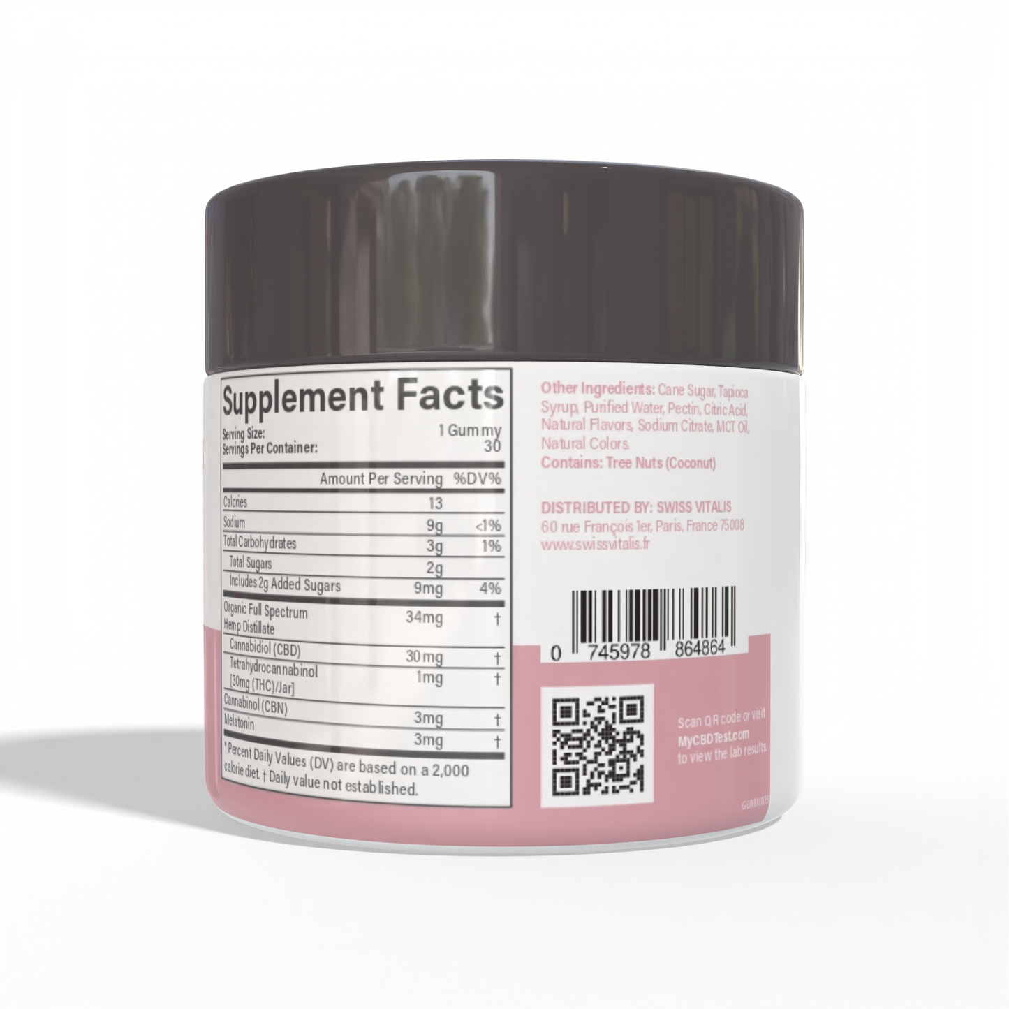 Swiss Vitalis  Sleep Gummies - 30 Count CBD+CBN+THC+Melatonin