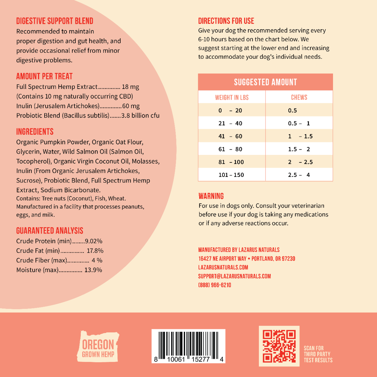 Lazarus Naturals CBD DOG CHEWS, DIGESTIVE HEALTH