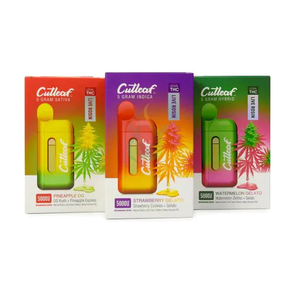 Cutleaf Cold Pressed Live Rosin 2.0 with Top Airflow Disposable Vape 5G