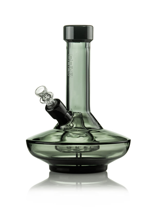 Grav Small Wide Base Water Pipe in Smoke with Black Accents