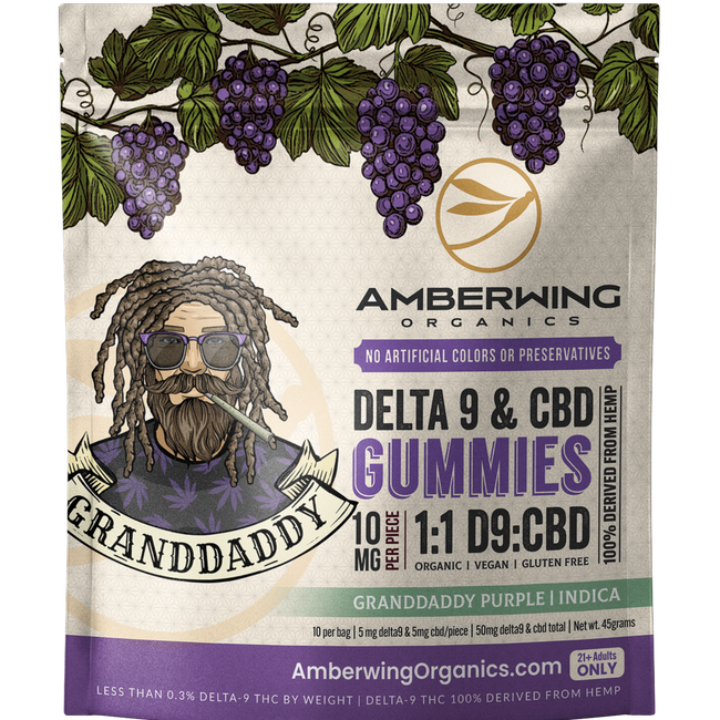 5mg Delta 9 | 5mg CBD | 1:1 | Granddaddy Purple Strain | Indica | 10 Pack