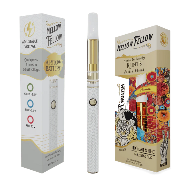 Mellow Fellow Desire Blend 2ml Vape Cartridge Mimosa (Hybrid) + Airflow Battery Bundle