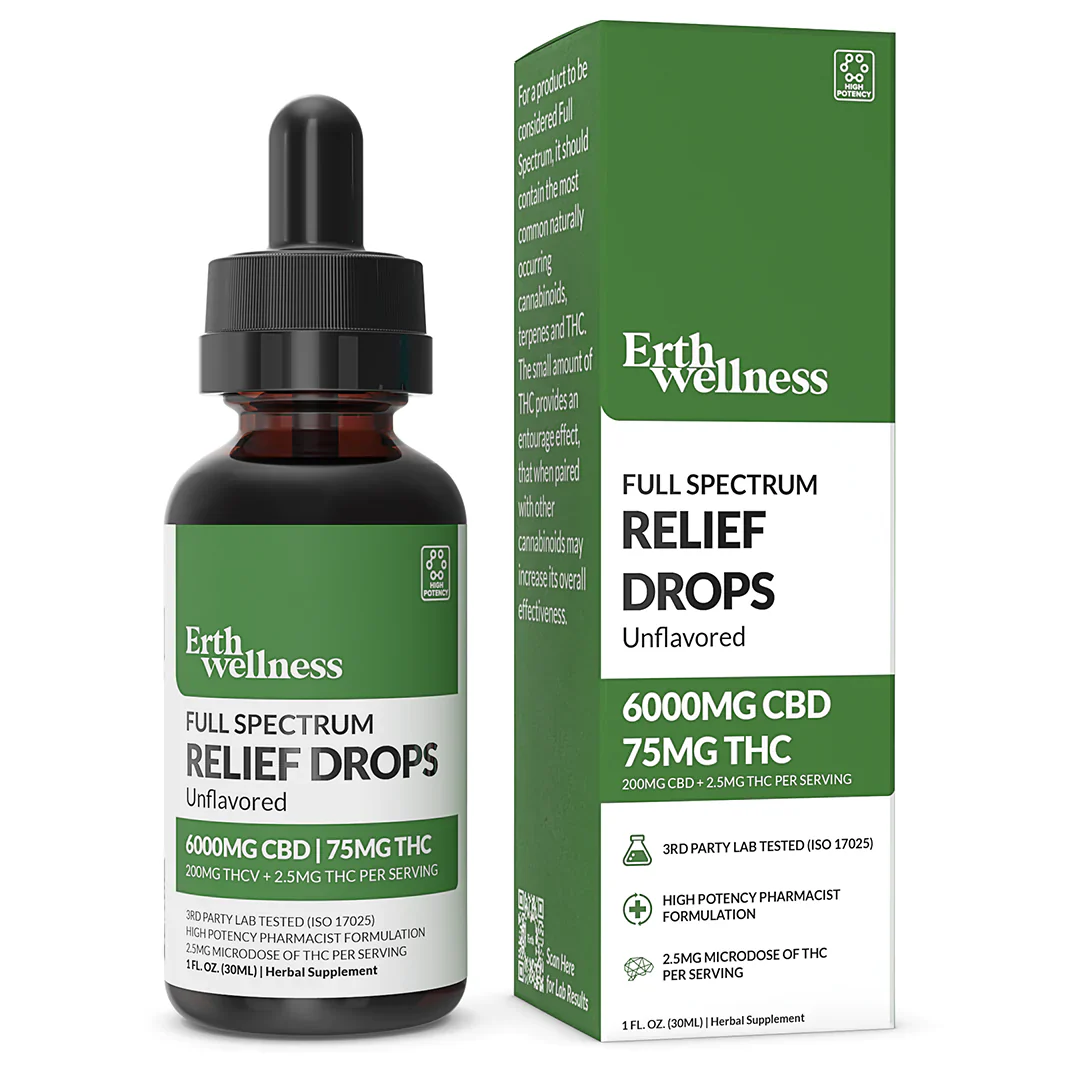 Erth Wellness | CBD + THC Drops 1500mg - 6000mg Best Sales Price - Tincture Oil