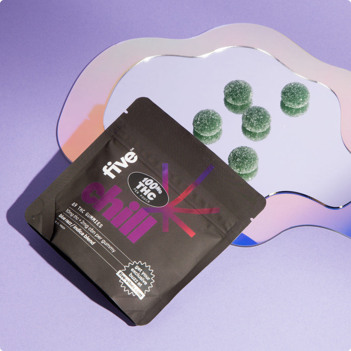 Five CBD 10mg high dose gummies variety pack