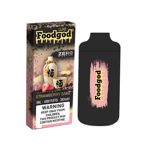 Foodgod Luxe Zero Nicotine Disposable 4000 Puffs 0% Nicotine Free - Strawberry Sake Best Sales Price - Disposables
