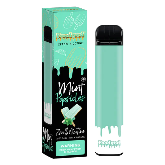 Foodgod Zero Nicotine Disposable 2400 Puffs 0% Nicotine Free - Mint Popsicles Best Sales Price - Disposables