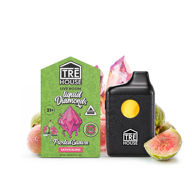 Tre House Frosted Guava – Live Rosin Liquid Diamonds Sativa THC Vape Pen – 3.5g