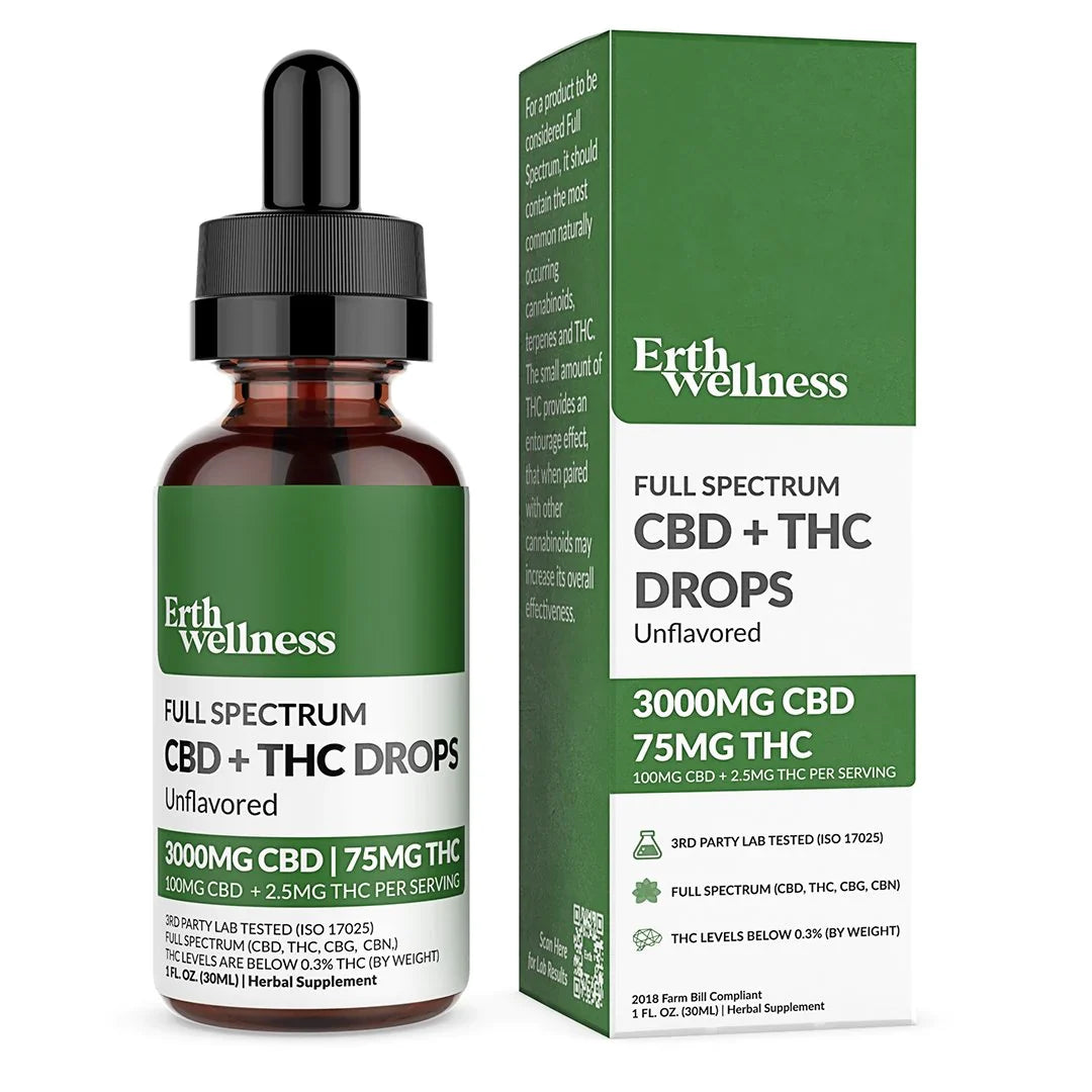 Erth Wellness | CBD + THC Drops 1500mg - 6000mg Best Sales Price - Tincture Oil