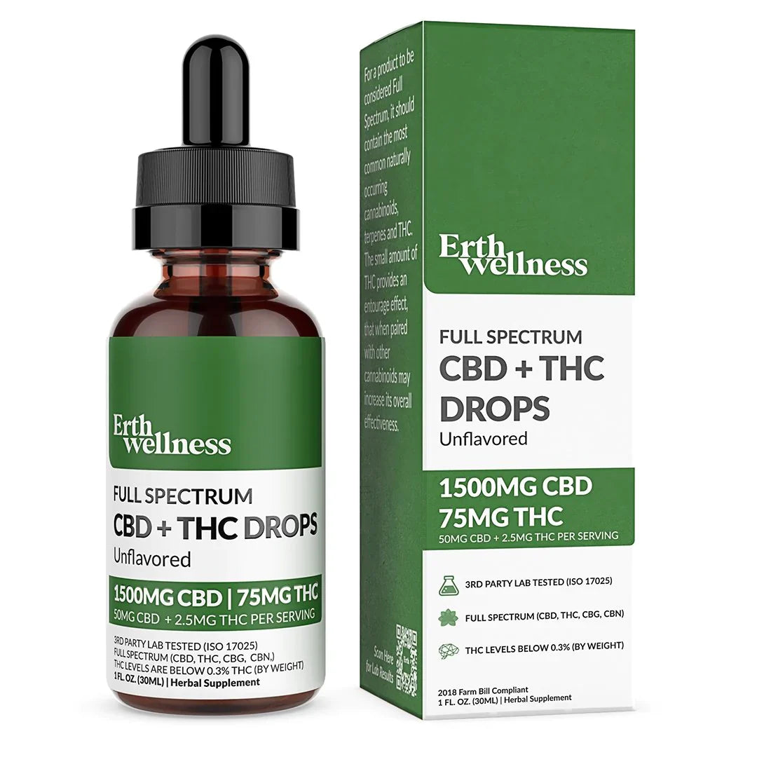 Erth Wellness | CBD + THC Drops 1500mg - 6000mg Best Sales Price - Tincture Oil