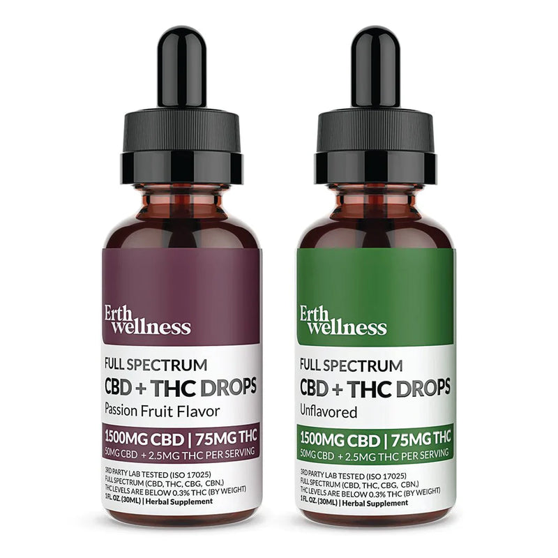 Erth Wellness | CBD + THC Drops 1500mg - 6000mg Best Sales Price - Tincture Oil