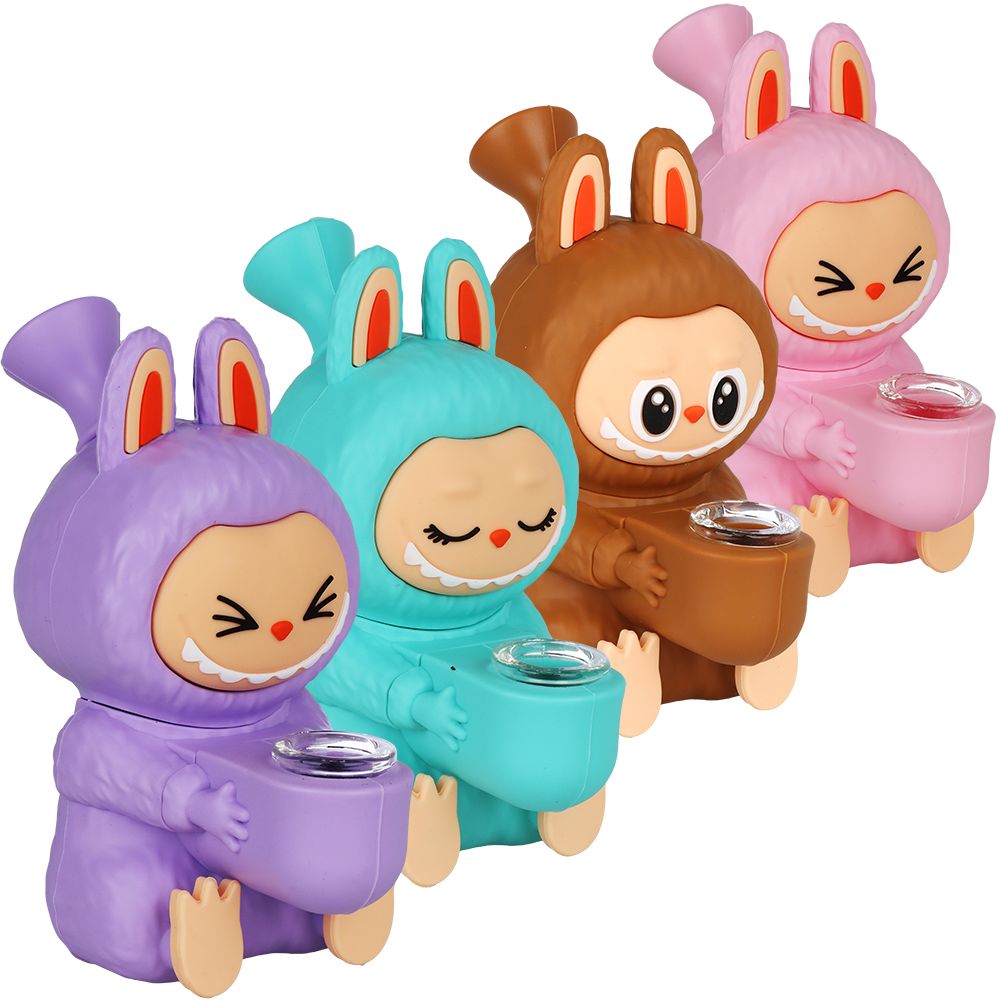 4 Pack Funny Animal Silicone Water Pipe 5.5"