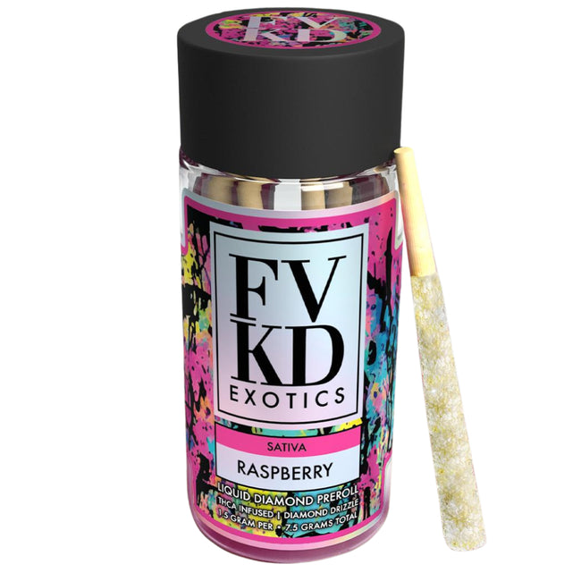 Raspberry FVKD Liquid Diamond Pre Rolls 7.5G 5ct Best Sales Price - Vape Pens