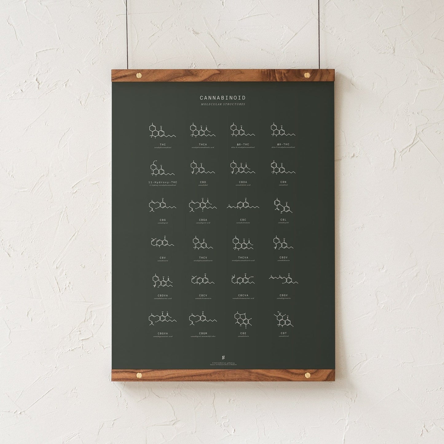 GoldLeaf Gráfico de Estructuras Moleculares de Cannabinoides Best Sales Price - Art Prints
