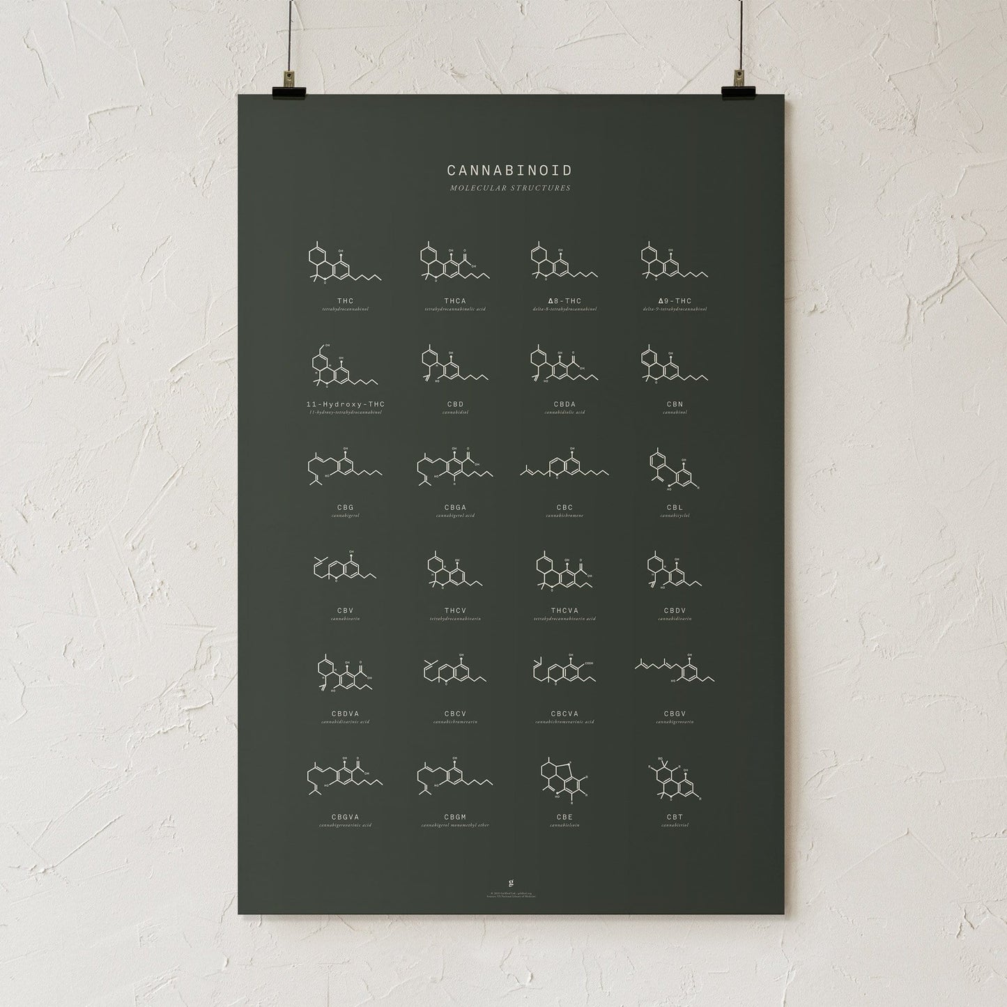 GoldLeaf Cannabinoid Molecular Structures Chart Print Best Sales Price - Art Prints