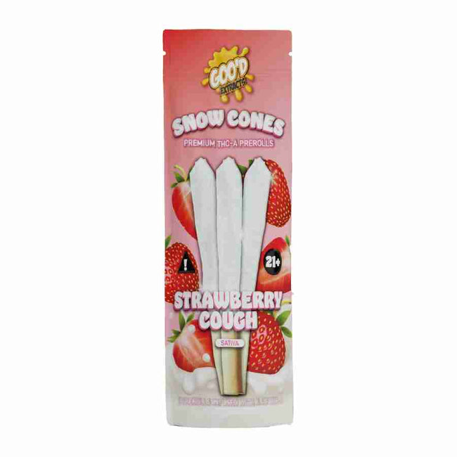 Goo’d Extracts Snow Cones THCA Diamonds 1 Gram Strawberry Cough 3pc Best Sales Price - Pre-Rolls