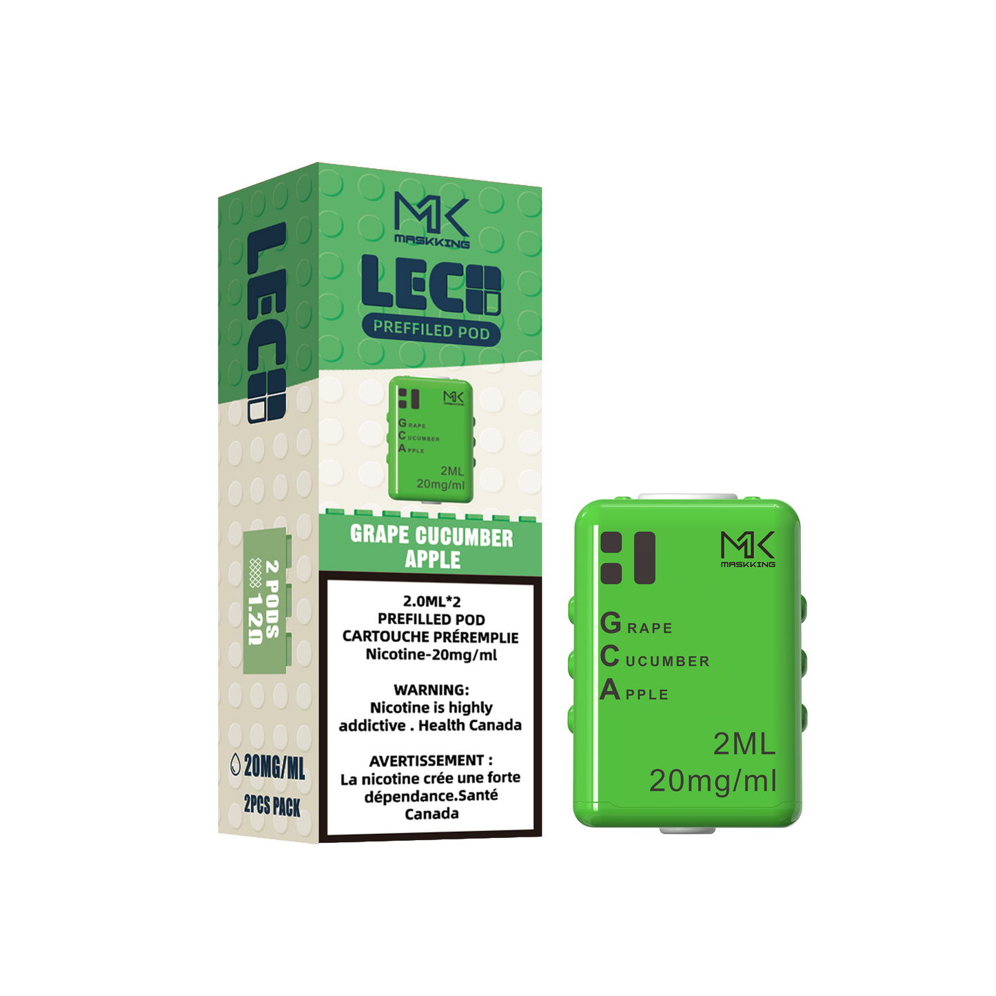 Grape Cucumber Apple Maskking Leco 2400 Pod(2 Packs)