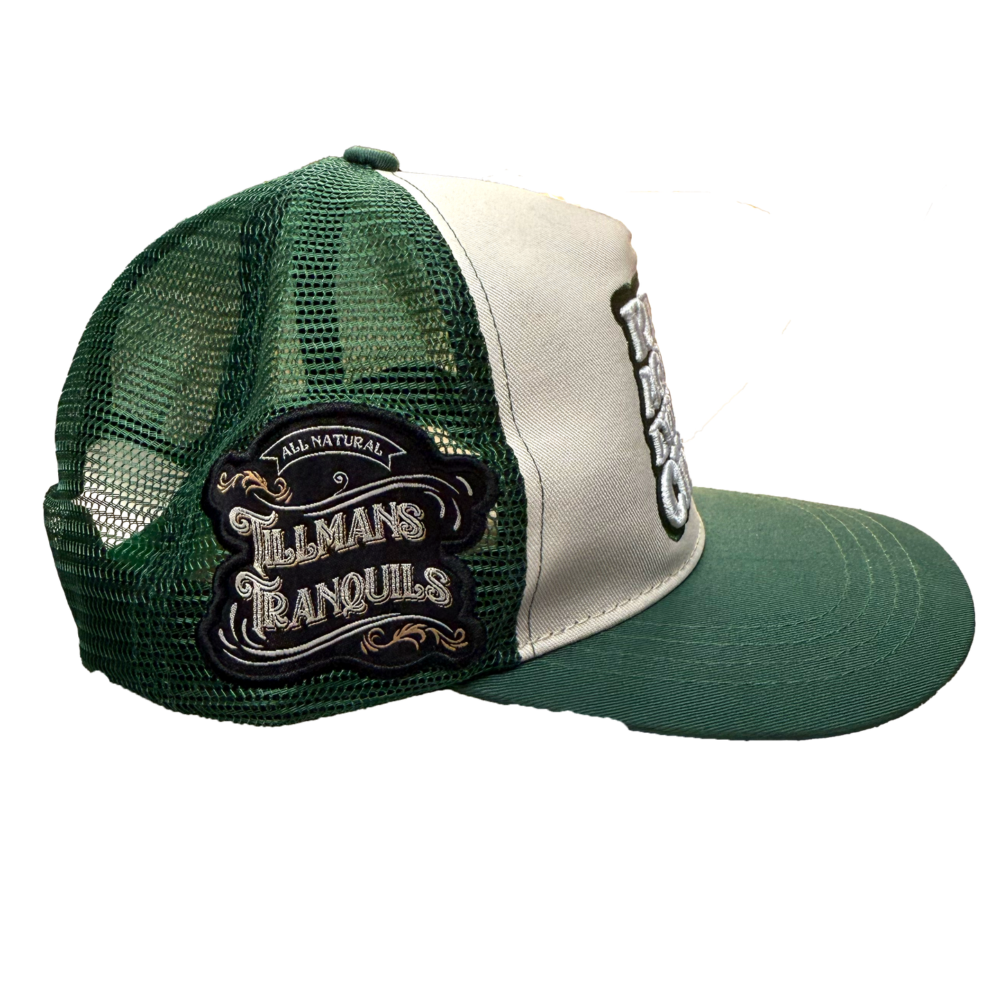 Tillmans Tranquils Green & Tan Trucker Hat – "Rebel Against Everyday Chaos"