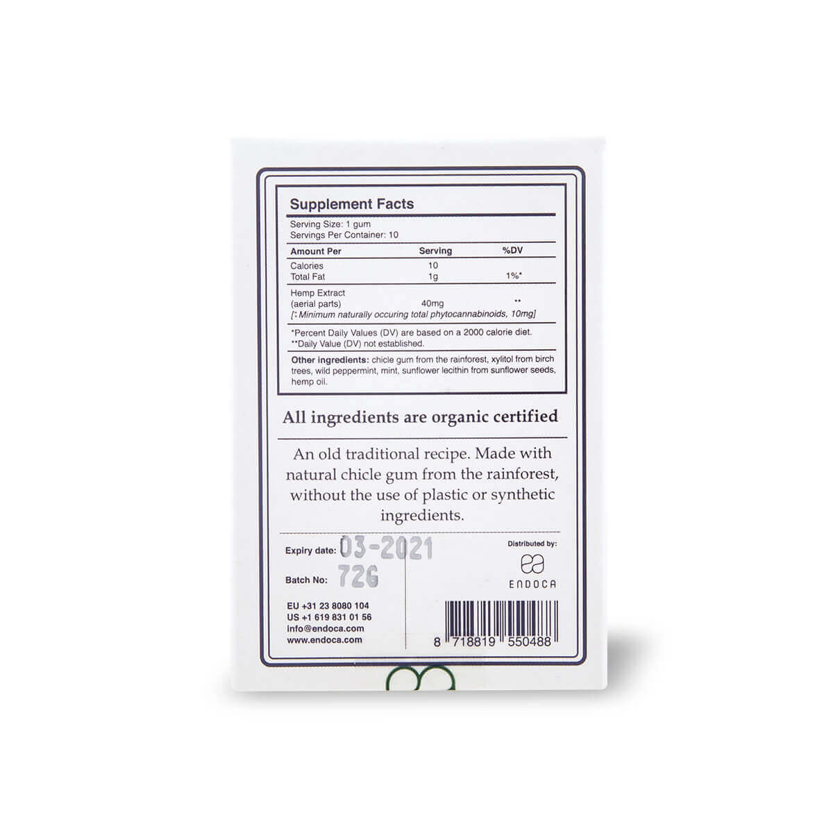 Endoca CBD CHEWING GUM 100MG CBD