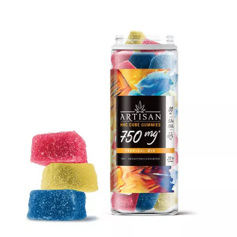 HHC Cube Gummies - 25mg - Tropical Mix - Artisan Best Sales Price - Gummies