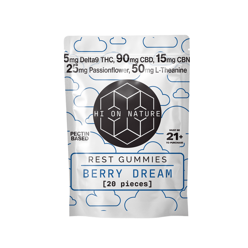 100mg D9 Rest Gummies - Pectin Based Infused With CBN, CBD, Passionflower, and L-Theanine Best Sales Price - Gummies