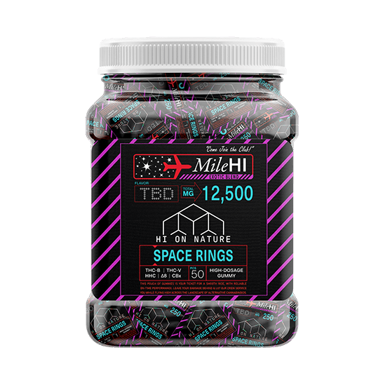 Hi On Nature 250mg MILE HI SPACE RINGS - 50 PACK JAR