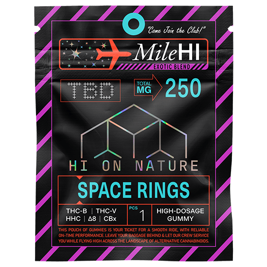 Hi On Nature 250mg MILE HI SPACE RINGS - 50 PACK JAR