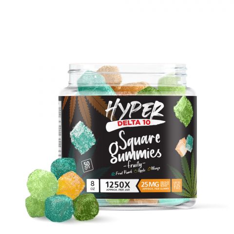 Hyper Delta-10 Square Gummies - Fruity - 1250X Best Sales Price - Gummies