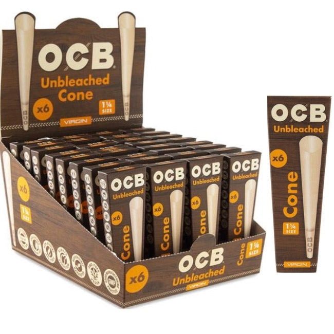 OCB Unbleached Cones - 1 1/4 - 6 Pack Best Sales Price - Rolling Papers & Supplies