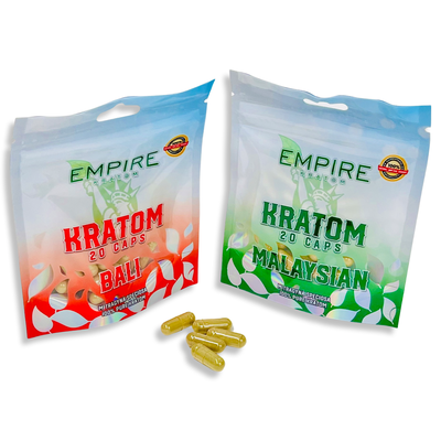 EMPIRE KRATOM - Capsules - 20 Count - Mylar (10 Strains) - Single Unit Best Sales Price - Edibles