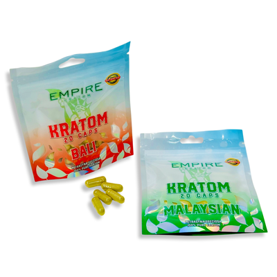 EMPIRE KRATOM - Capsules - 20 Count - Mylar (10 Strains) - Single Unit Best Sales Price - Edibles