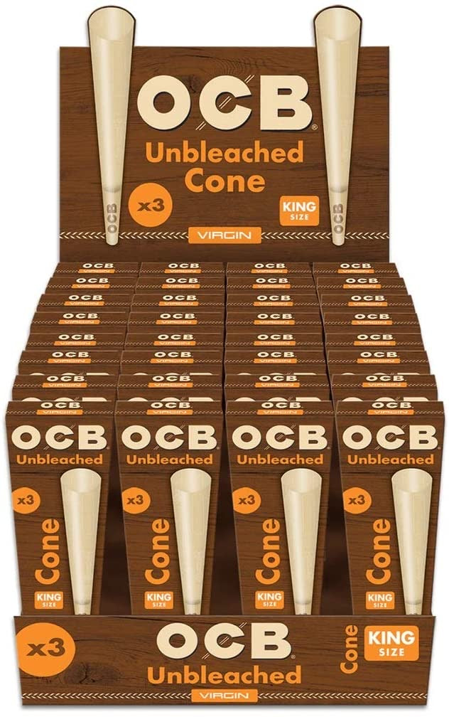 OCB Unbleached King Size Cones - 32 Packs of 3 Best Sales Price - Rolling Papers & Supplies